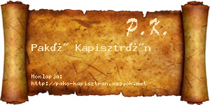 Pakó Kapisztrán névjegykártya